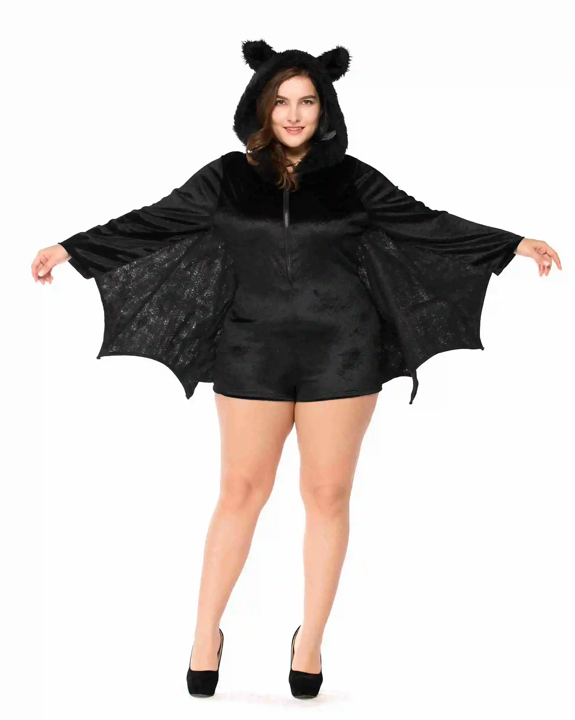Cool Club Party Cape Shawl Todo en disfraz de Halloween para adultos de murciélago negro con sombrero