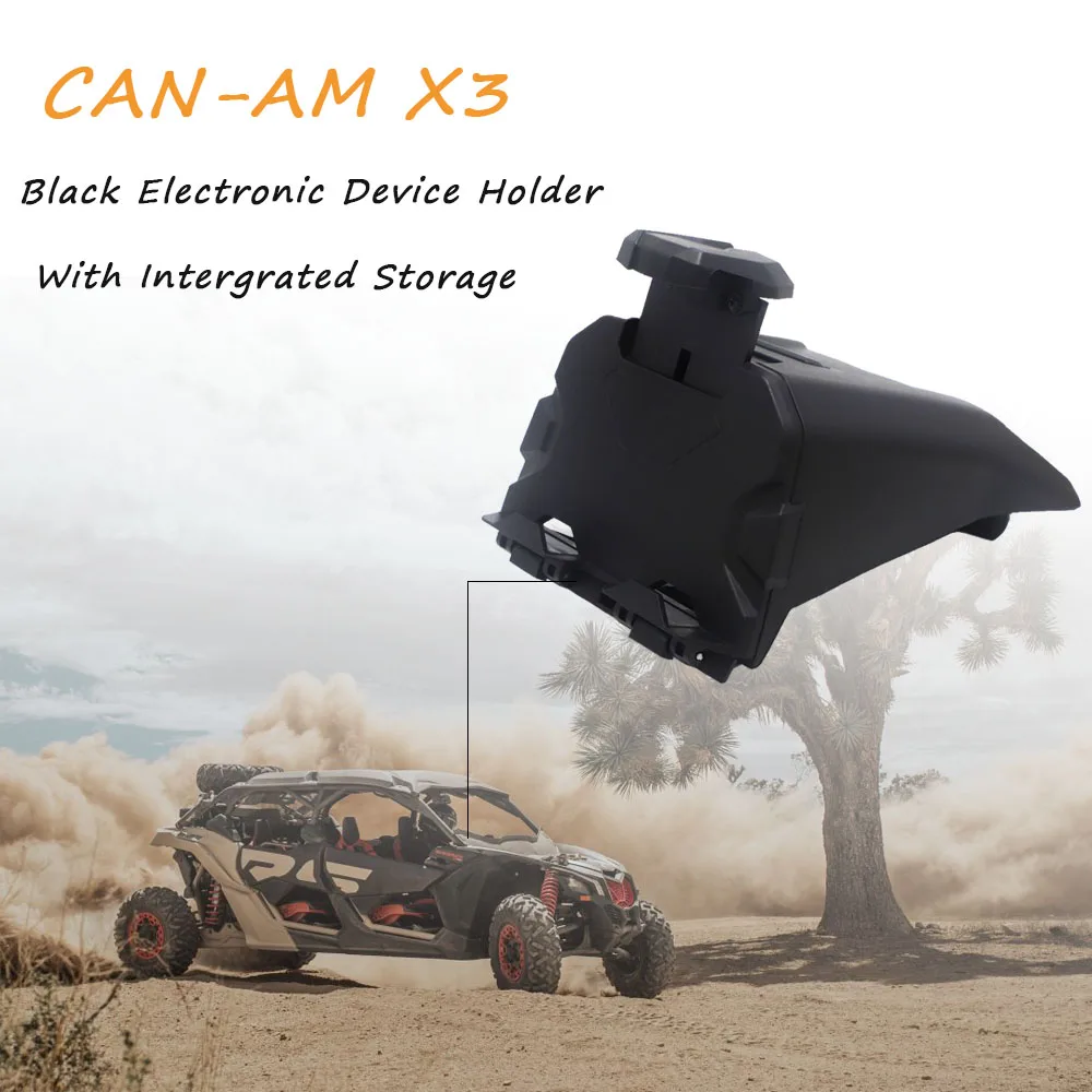 

For Can Am Maverick X3 Models 2017-2021 2020 Electronic Device Holder With Integrated Storage Smartphone Navigation Stand Black