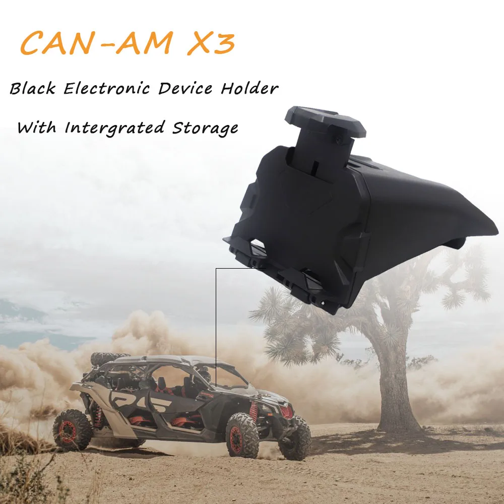 For Can Am Maverick X3 Models 2017-2021 2020 Electronic Device Holder With Integrated Storage Smartphone Navigation Stand Black