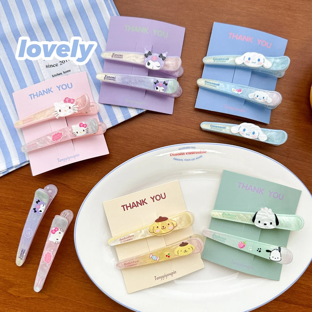 MINISO 2Pcs Sanrio Hair Clip Hello Kity Hair Clip My Melody Kuromi Cinnamoroll Pochacco Hairpin Hair Clip Hair Accessories