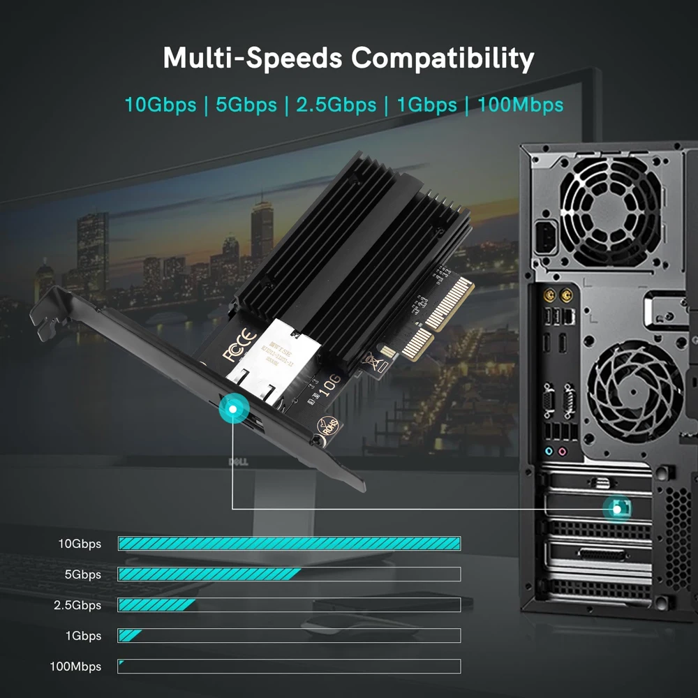 10Gbps pci-e a RJ45 AQC113 PCIe x4 scheda di rete Gigabit Ethernet 10Gbps/5Gbps/2.5Gbps/1Gbps adattatore Wireless per PC Win10/11