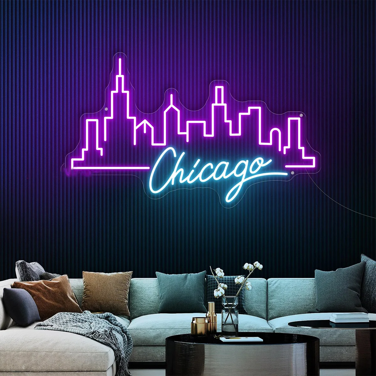 Chicago Skyline Neon Sign,Skyline City Neon Sign,Home Wall Decor Office Decor,Chicago City Led Sign