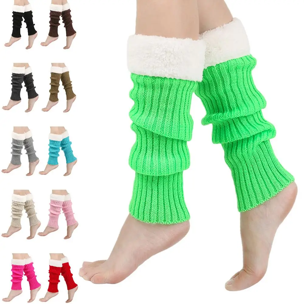 Impreza Sportowa Joga Lata 80. Lata 90. Ocieplacze na nogi Y2K Kostium na Halloween Neonowe prążkowane nakładki na nogi Harajuku Ciepły pluszowy kołnierz Dzianinowe długie skarpety