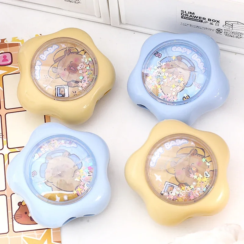 

wholesale 24 PcsOffice supplies school equipment kawaii stationery items School supplies capybara quicksand pencil sharpener