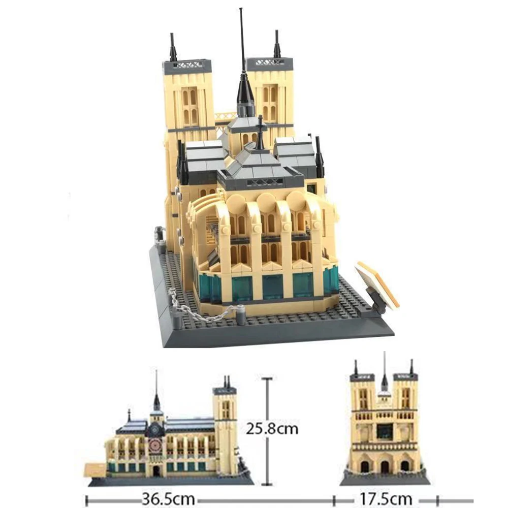 

World Famous Cultural Architecture Cathedral Notre-Dame of Paris France Creative Building Block Model Set Brick Construction Toy