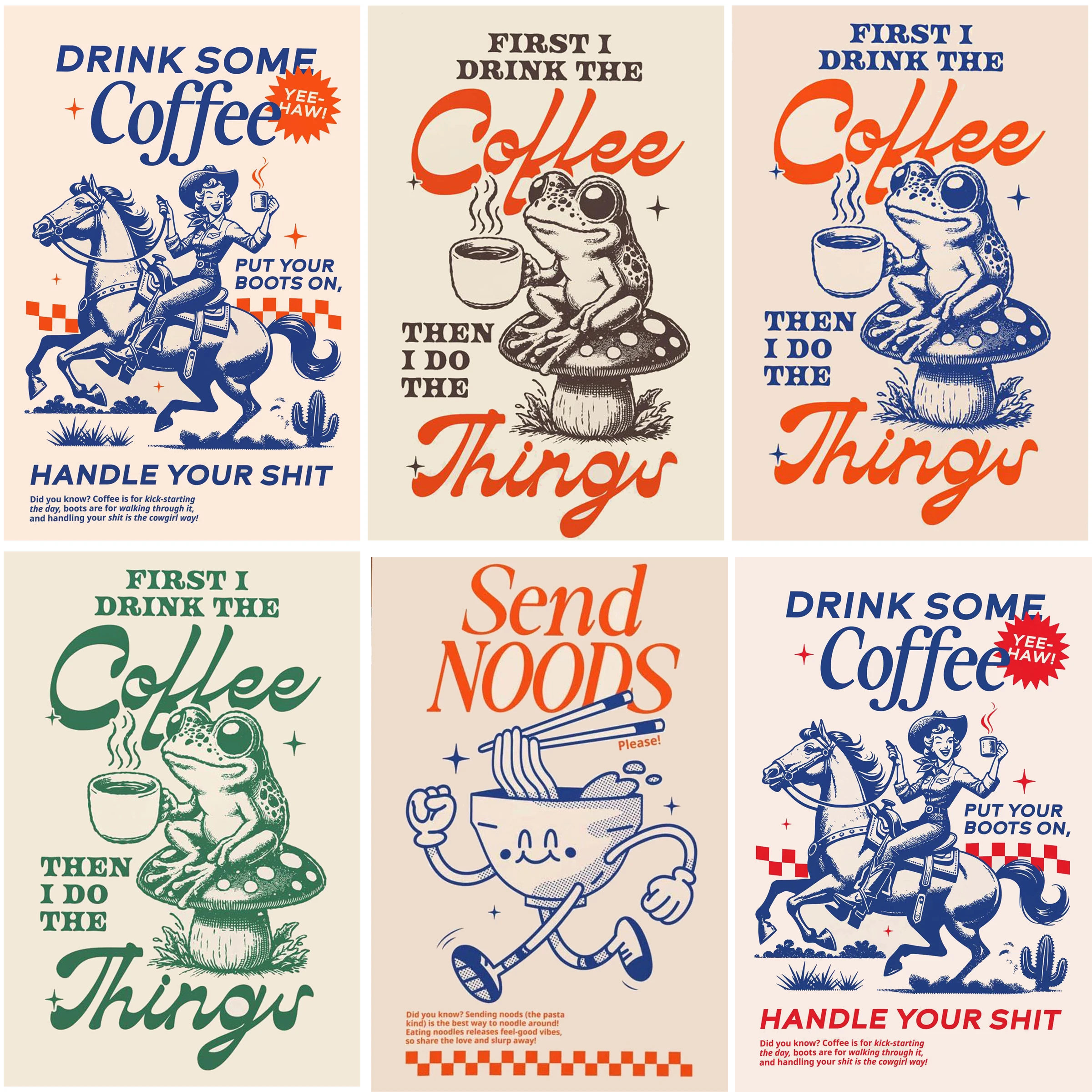 Retro Coffee Bar Wall Art First I Drink The Coffee The Things Print Vintage Kitchen Decor Aesthetic Coffee Station Quote Poster
