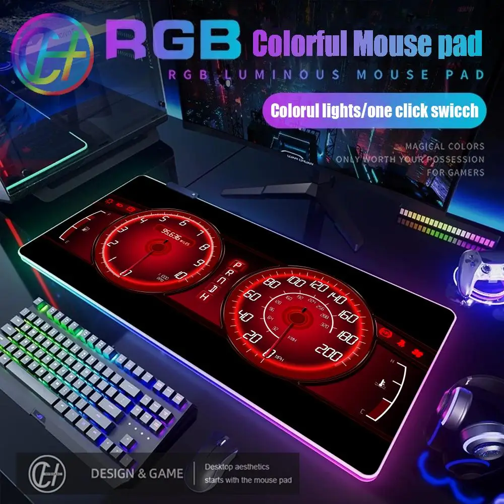 

HYBXAXC 90X40 XXL Коврик для мыши RGB Игровой коврик для мыши Настольный коврик HD Gamer Большой светодиодный светильник XXL Автомобильный спидометр Коврик для мыши