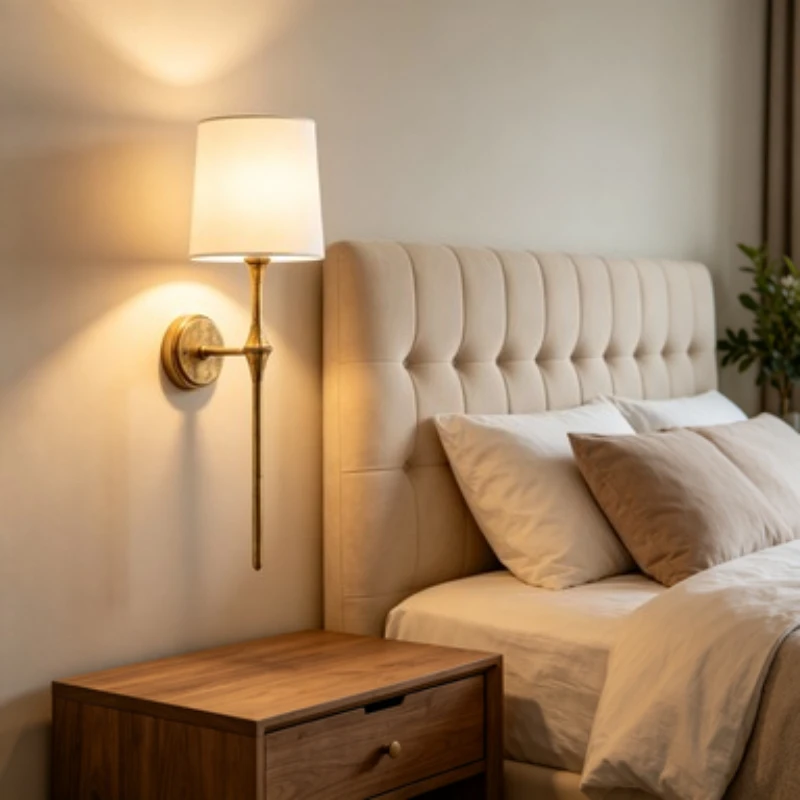 All copper American minimalist villa living room wall lamp corridor master bedroom bathroom mirror designer lighting fixtures