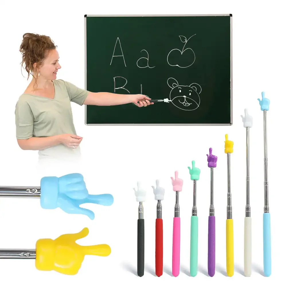 Retractable Sticks Educational Learning Toys Finger Reading Guide Preschool Teaching Tools for Children Class Whiteboard Pointer