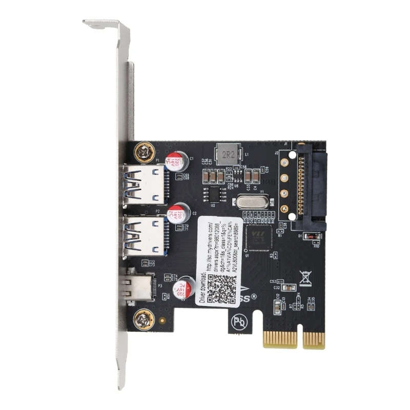 LX0B PCIE PCI for Express to USB 3.1 Type-C 2 Port USB Type-A Riser Expansion Card Adapter with 15 PIN