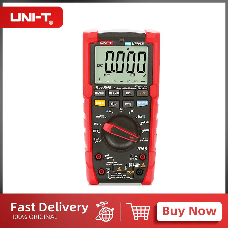 UNI-T UT195E UT195M UT195DS Multimetro professionale Vero RMS ACV 750 V 5 kHz larghezza di banda IP65 valutazione 2 m a prova di caduta CAT III 1000 V