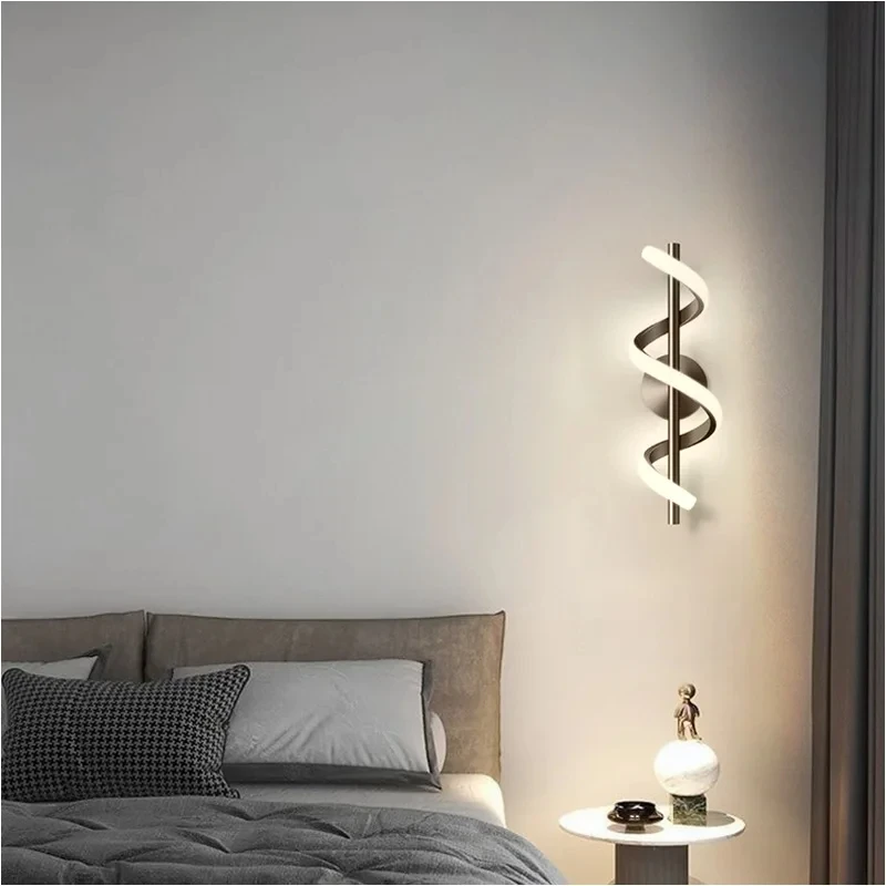 Imagem -02 - Minimalista Led Lâmpada de Parede Quarto Bedside Sconce Preto Branco Ouro Iluminação Decorativa Sala Corredor Dy59gq