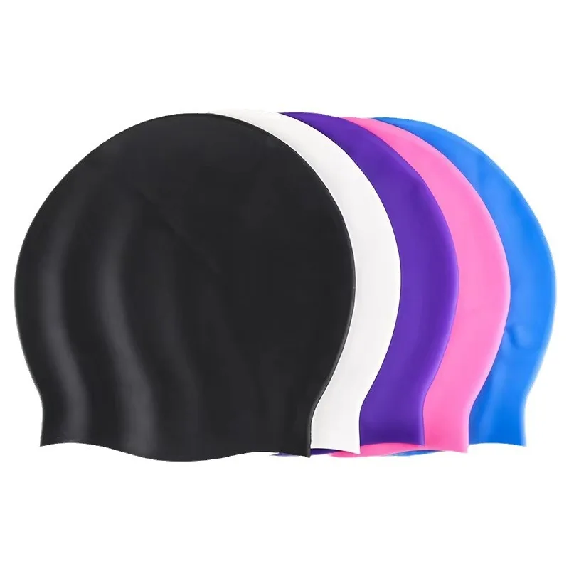 Cuffia da nuoto in silicone da donna, capelli lunghi, taglia extra large, elastica, impermeabile, comoda, alta elasticità, da spiaggia, estiva
