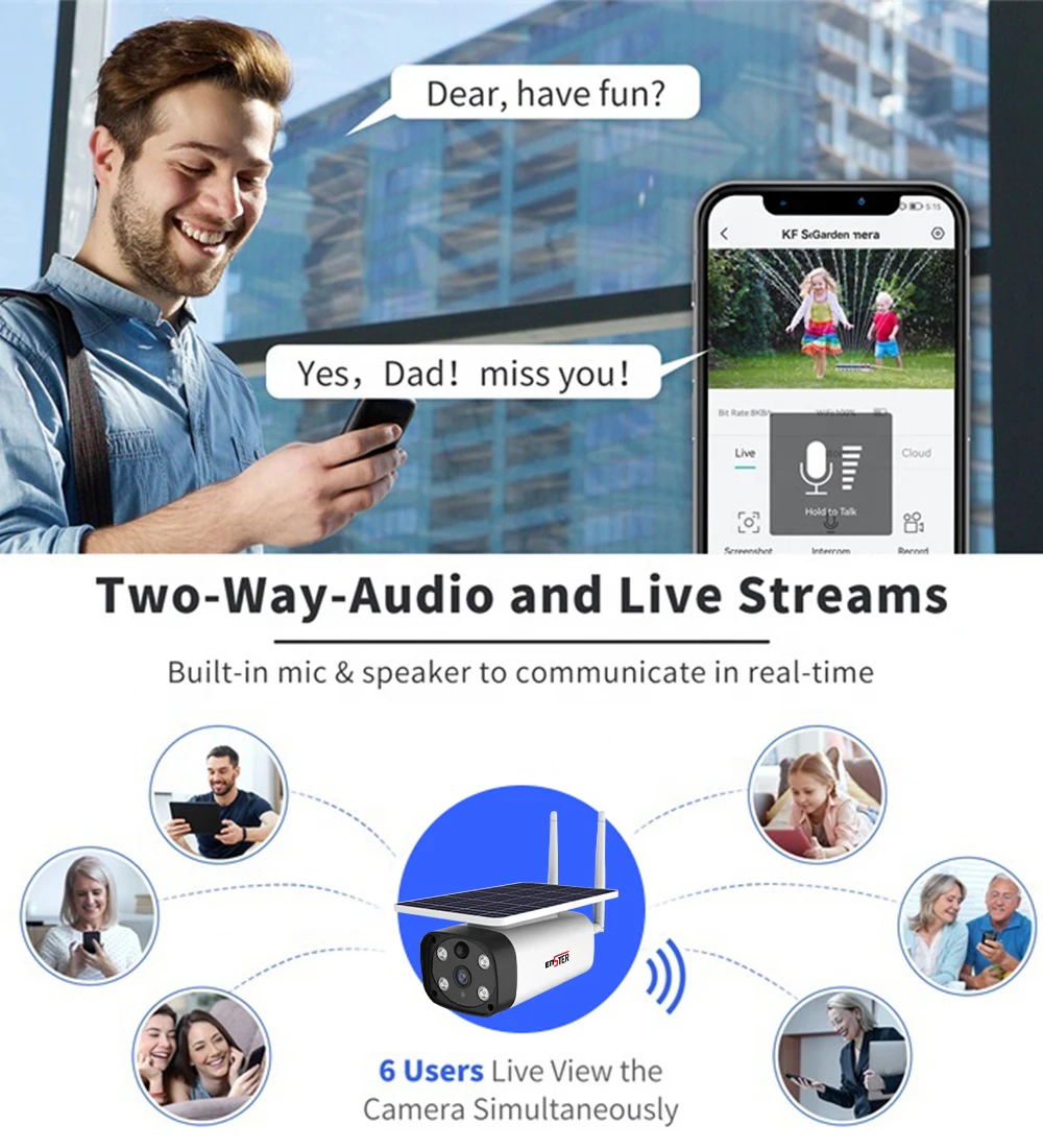 Kamera panel surya UBOX siaran langsung dan audio dua arah luar ruangan