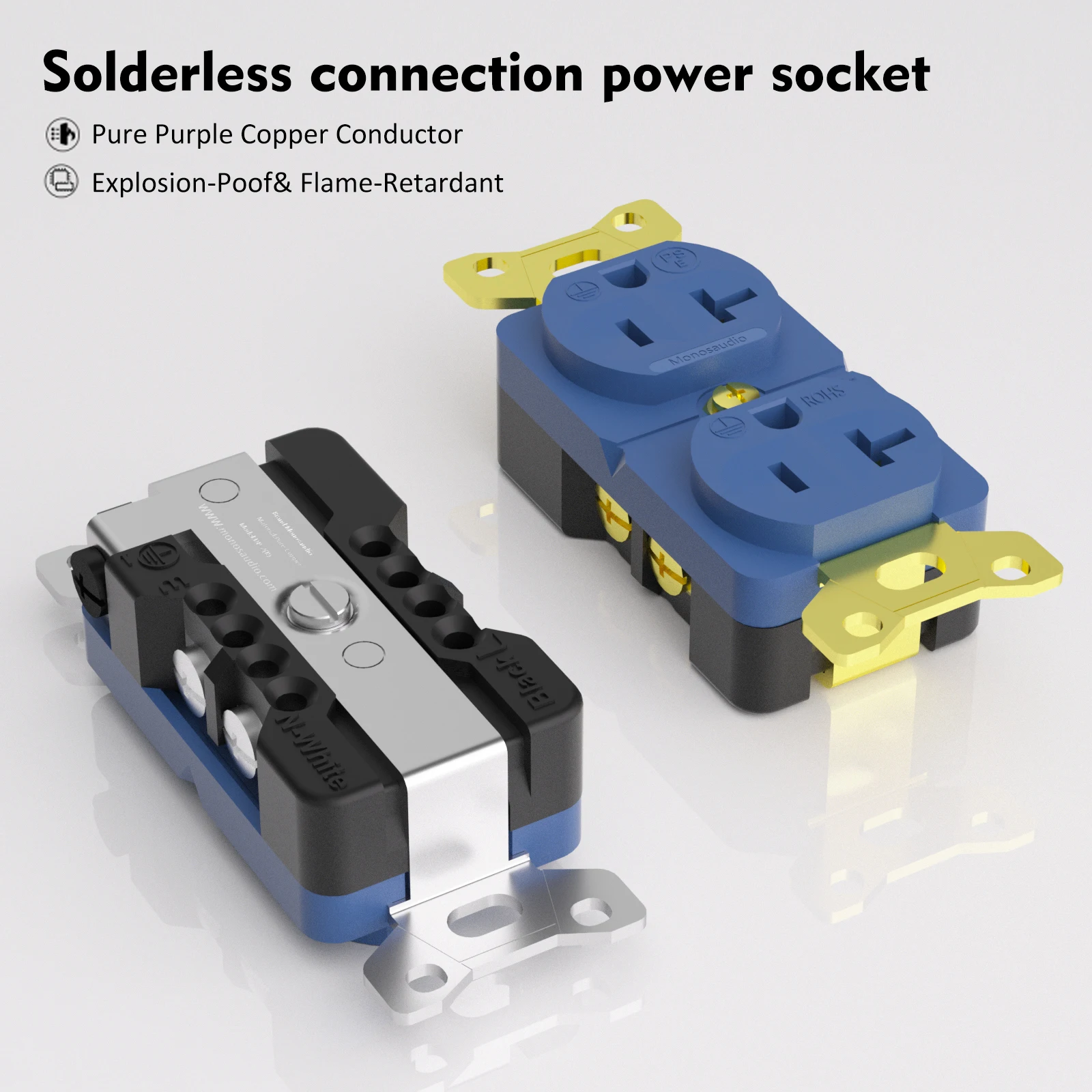 Monosaudio DP2G/R النحاس/الروديوم/الذهب مطلي مقبس الطاقة وعاء الصوت الصف الولايات المتحدة مخرج طاقة HiFi التيار المتناوب الطاقة جدار جبل لوحة