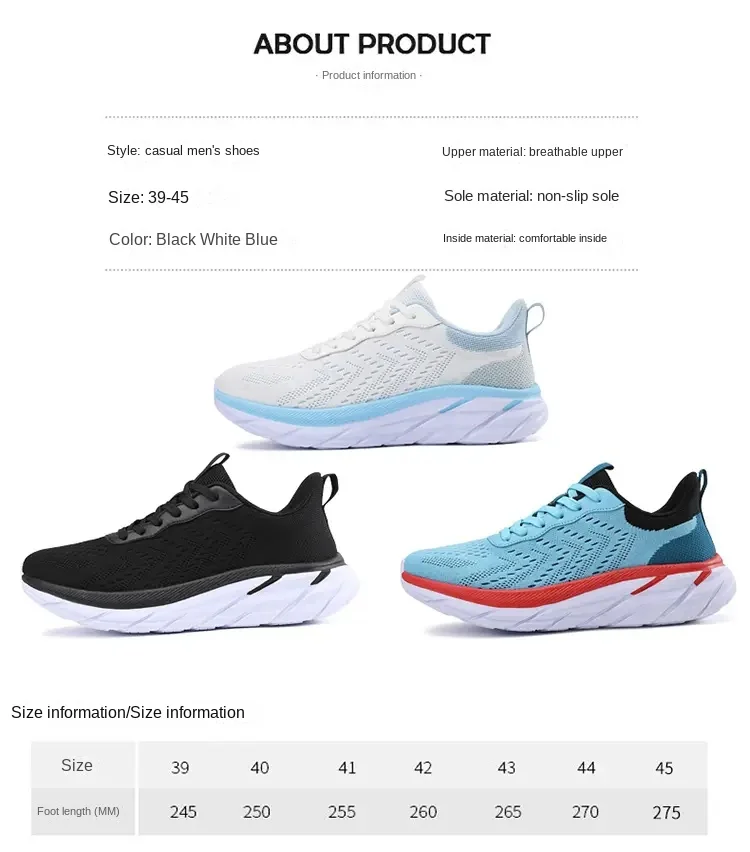 New Fashion Flying Weaving Breathable Lightweight Running Shoes Outdoor Antiskid Casual Shoes 39-45