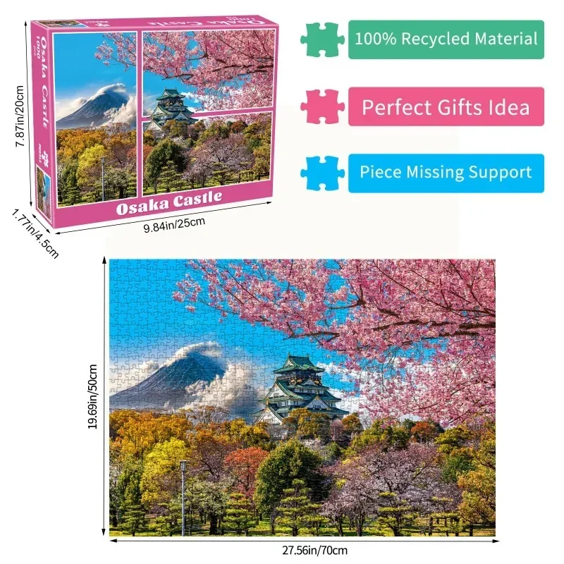 1000 Pieces Adult Landscape Paper Puzzle OSAKA Castle Easter Egg Pet Family High Difficulty Puzzle Toy Decompression Puzzle Gift
