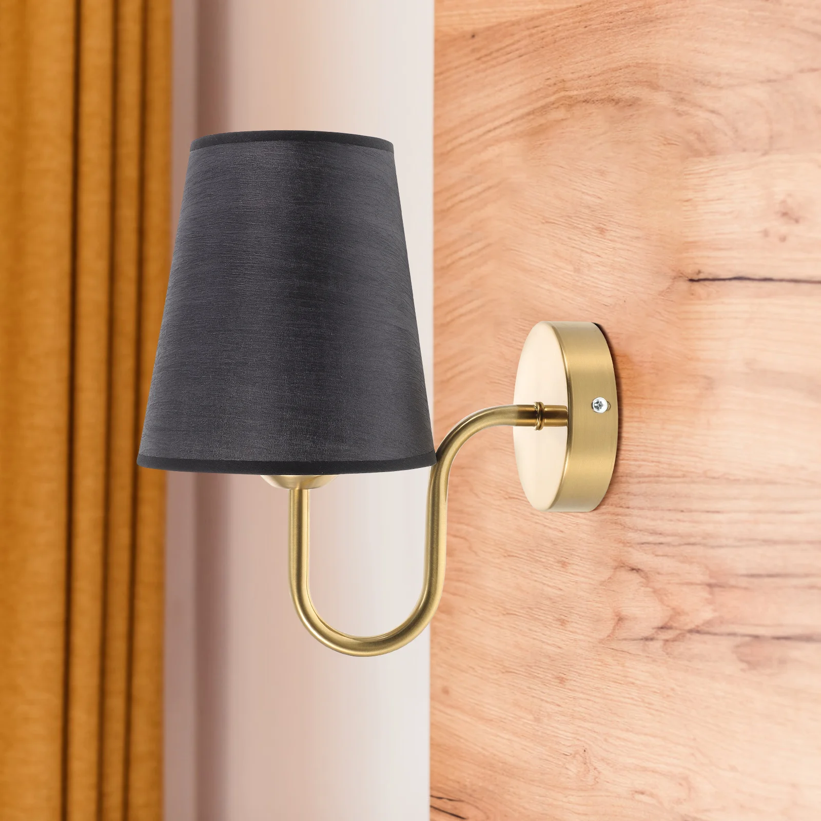 

Black Column Stand Wall Sconce Fabric Shade Rustic Wall Lamp For Bedroom Living Room Kitchen Bathroom Lighting Decor