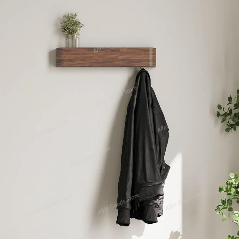 Modern Minimalist Walnut Wood Wall Coat Rack Elegant Garment Hanger Entrance Living Room Furniture Decor