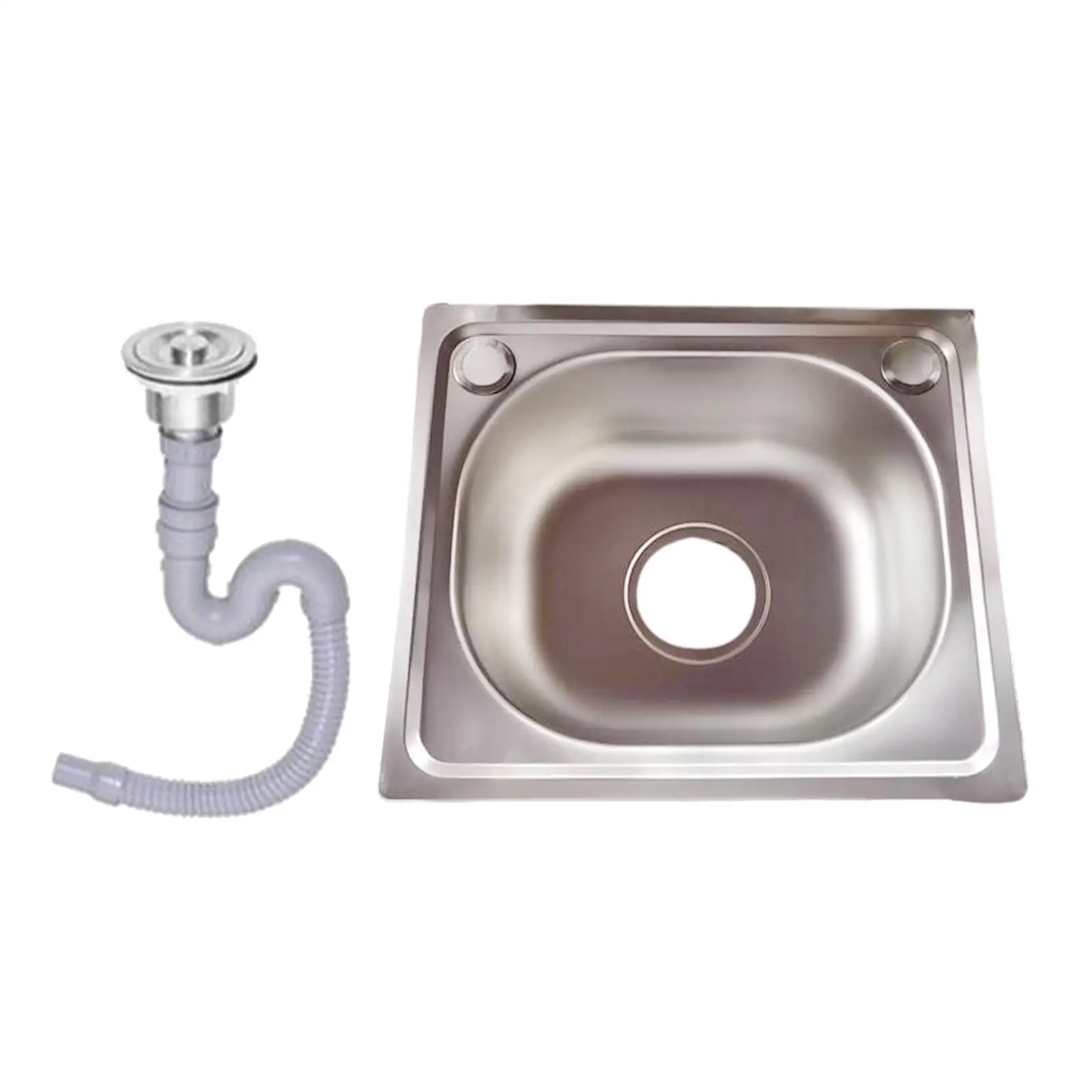 Topmount Kitchen Sink with Drain Hole with Water Pipe Heavy Duty 37x32x14cm Rustproof Fast Drainage 5.5