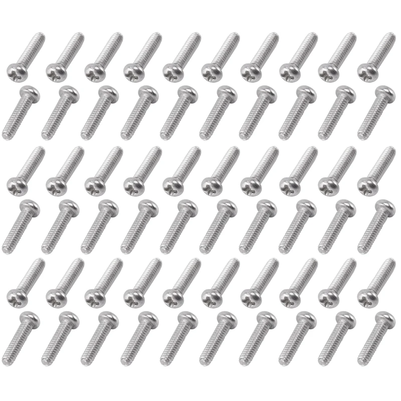 M2 x 8mm 304 Stainless Steel Phillips Pan Head Screws Bolt 60pcs