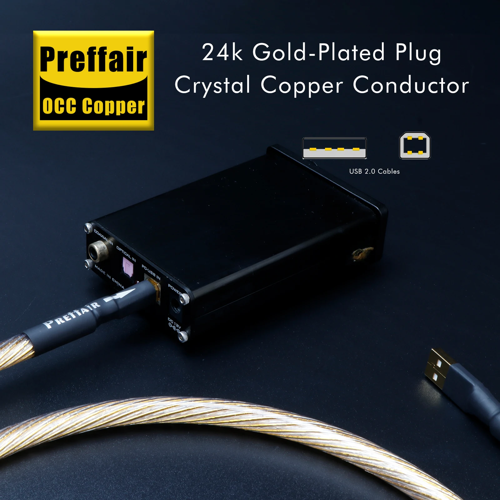 Preffair X417 OCC Медный Hi-Fi аудио USB-кабель 2.0 A к USB B-декодереру ЦАП Кабель для передачи данных Звуковая карта Цифровые кабели