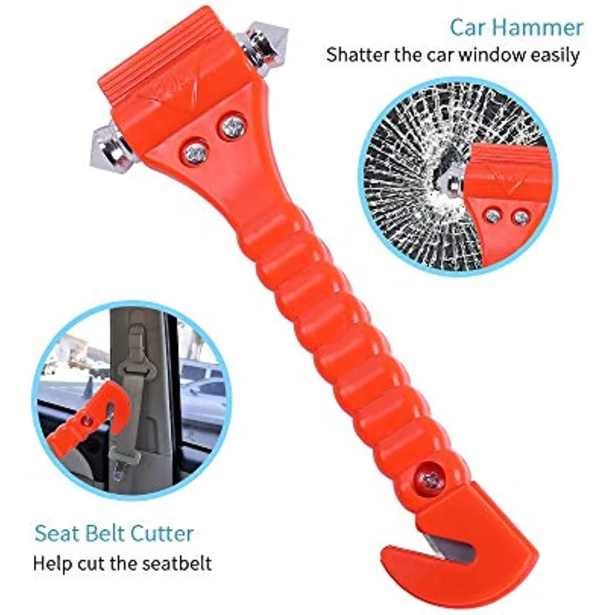 Car Emergency Escape Window Breaker and Seat Belt Cutter Hammer with Light Reflective Tape,Life Saving Survival Kit