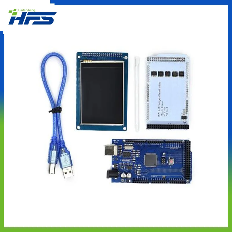 TFT LCD Touch Screen para Kit Arduino, Cabo USB, Mega 2560 R3, Escudo Oficial, 3.2 polegadas