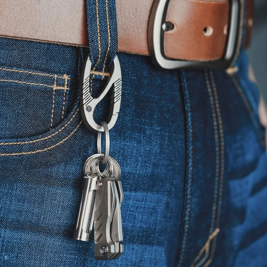 مشبك سلسلة مفاتيح من التيتانيوم DualGate سريع الإصدار EDC منظم حامل حلقة المفاتيح للرجال والنساء #4