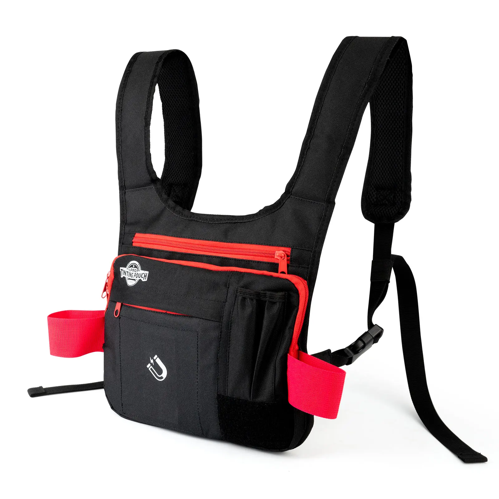 FOSHIO Multi-functional Waterproof Chest Bag Strong Magnet Front Chest Utility Pouch Adjustable Strap Car Wrap Film Tool Holder