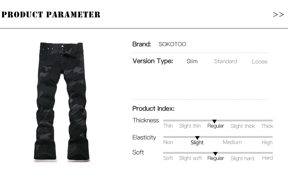 Herren Slim Fit Schlagjeans, modische Stretch-Spandex-Denim-Hose, Bootcut-Hose, Vintage-Hose mit Stickerei und Aufnähern – Detail 1