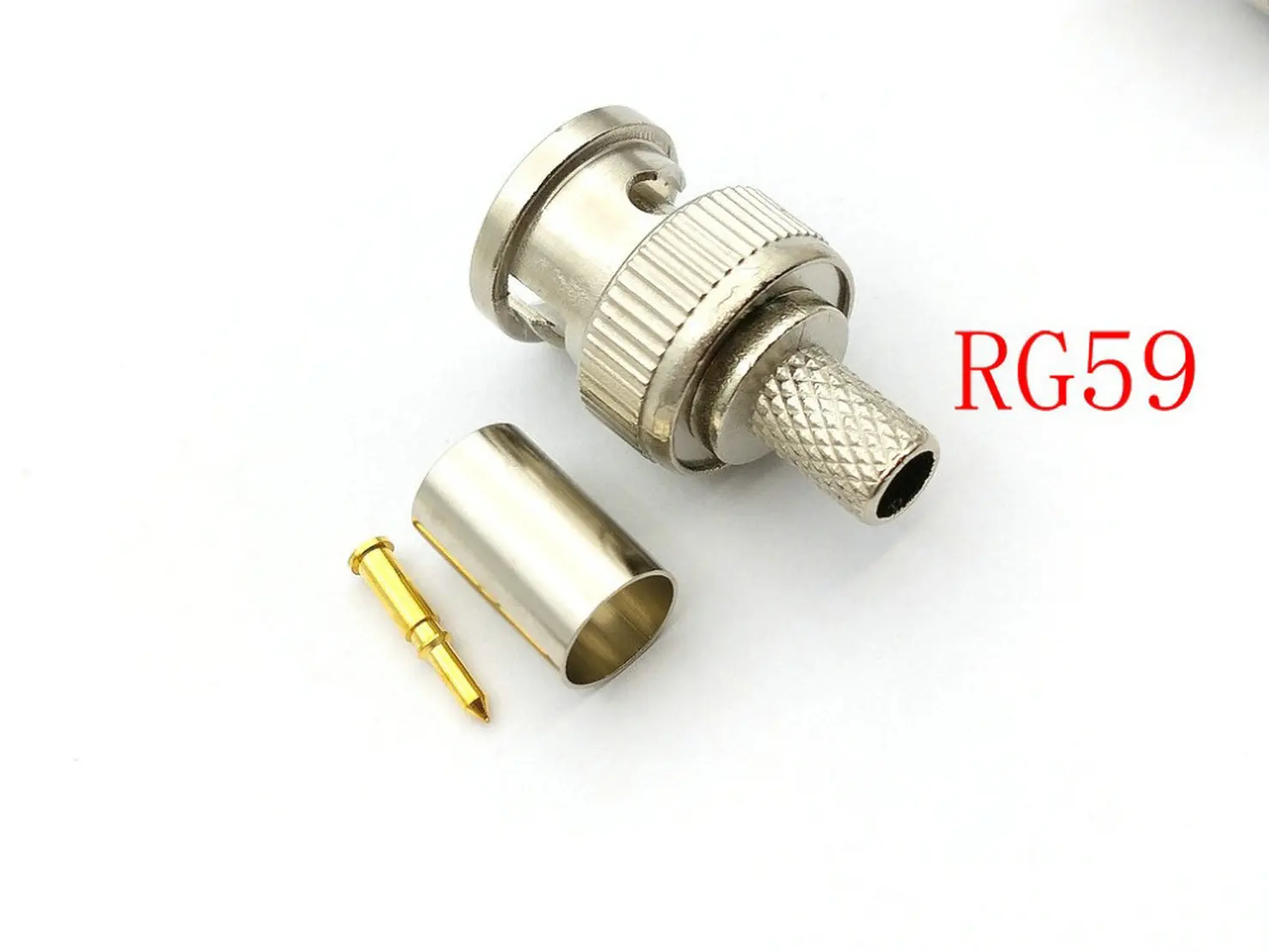 Imagem -04 - Adaptador Coaxial Bnc Macho Rg59 Rg58 Adaptador com Crimpagem on Coax para Conector de Câmera de Cctv 100 Peças