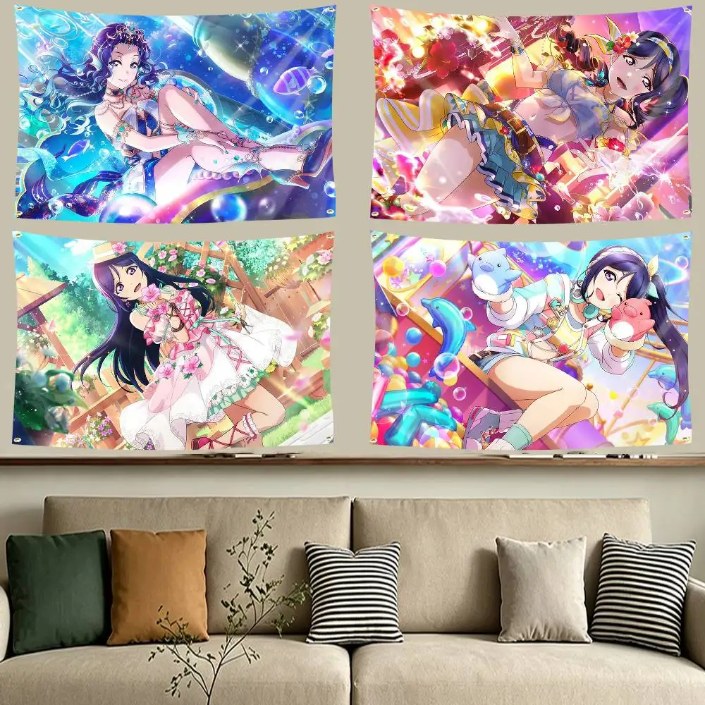 Aqours K-Kanan M-Matsuura  Flag Tapestry Banner for Bedroom Living Room Outdoor Camping Custom Supported