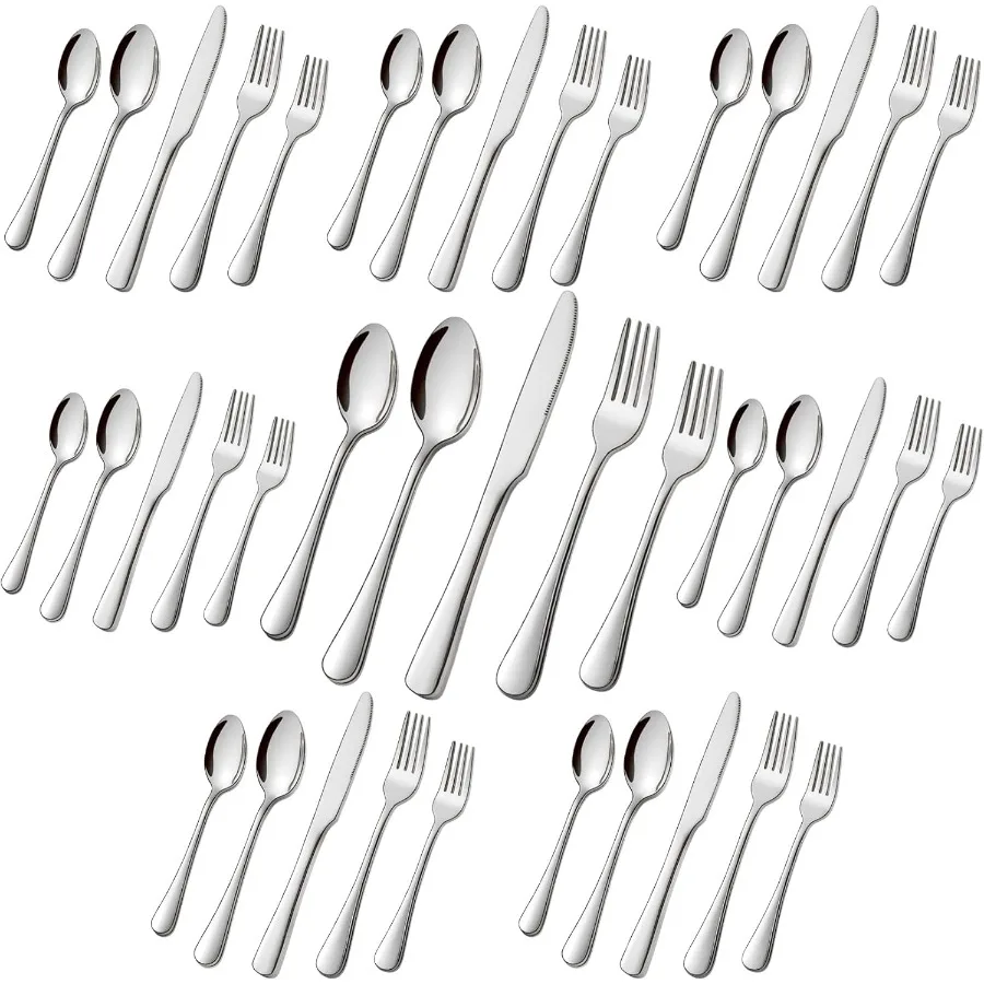 

Stainless Steel Flatware Set - Forks, Knives & Spoons for Home Restaurant Kitchen - Rust Resistant Cutlery Utensils, 200pcs
