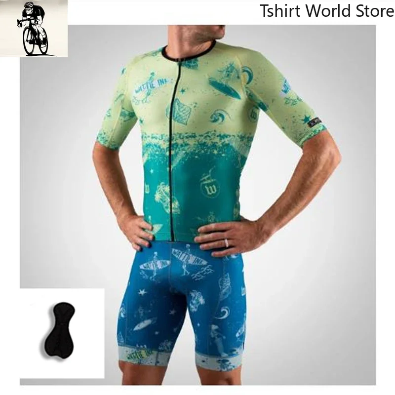 Bike Bicycle Clothing Non-Slip Ribbon Summer Men Cycling Jumpsuit Triathlon Cycling Suit Swimming Running Mountain