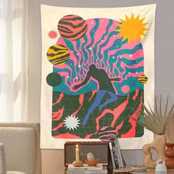 Spiritual&Psychedelic Tapestry Wall Hanging Planets geometric stars sunstars sun poster Background Wall Cloth Art Deco Mural