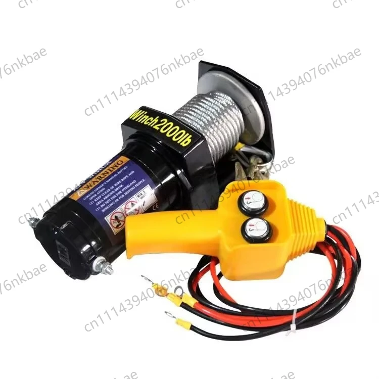 2000LBS Electric Winch 12V/24V Wireless Optional, Vehicle Self-rescue Electric Hoist Small Crane for Off Road Auto Recovery