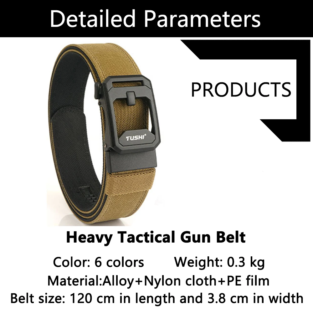 TUSHI Neuer militärischer taktischer Gürtel für Herren, eng, robust, Nylon, robust, harter Gürtel für Herren, Outdoor, Freizeitgürtel, automatischer Bund – Detail 14
