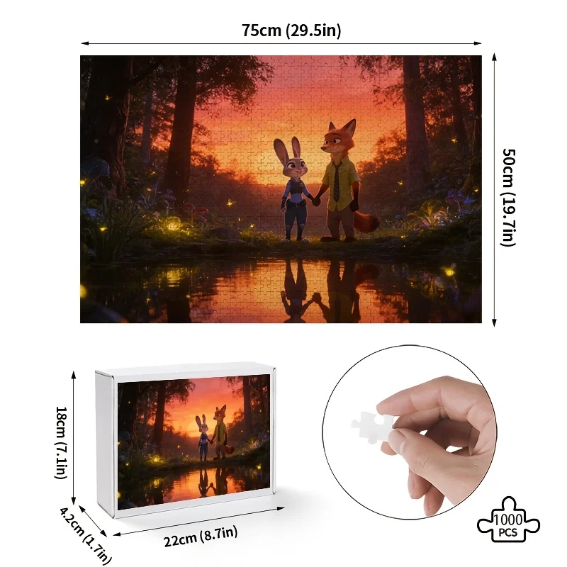 1000개 디즈니 주토피아 주디 & 닉 와일드 포스터 퍼즐 - & 가족 영화 테마 활동, 생일 게임, 방 장식용