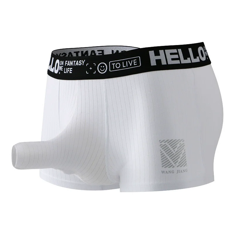 Men's Open Elephant Nose Boxer Shorts Cotton Comfortable Breathable Male Separate Long Penis Pouch Underpants Sexy Underwear
