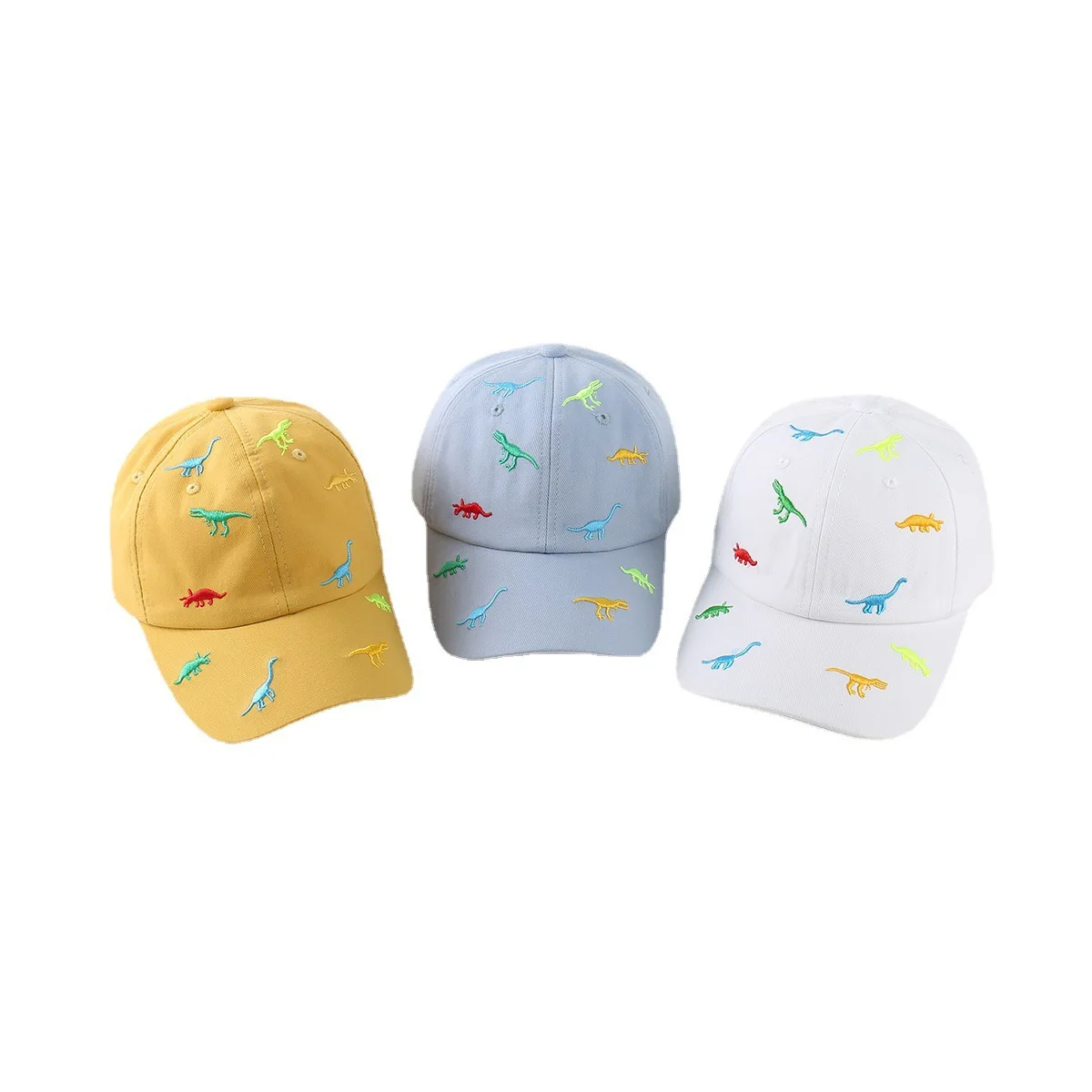 Gorra de béisbol de dinosaurio para niños y niñas, gorro de mezclilla de algodón desgastado, ajustable, bordado, 1, 2 y 3 años