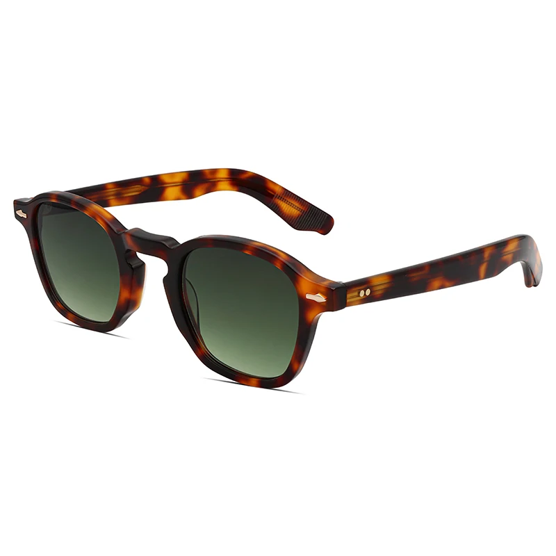 

FocusAid Fashion Tortoiseshell Round Sunglasses for Men and Women Retro Rivet Square High Quality Acetate Sunglasses UV400