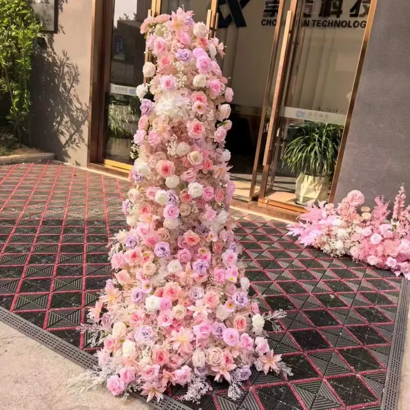 2. Custom Artificial Flower Row Runner for Wedding Table Backdrop Decor Various Colors Available Silk Floral Decor