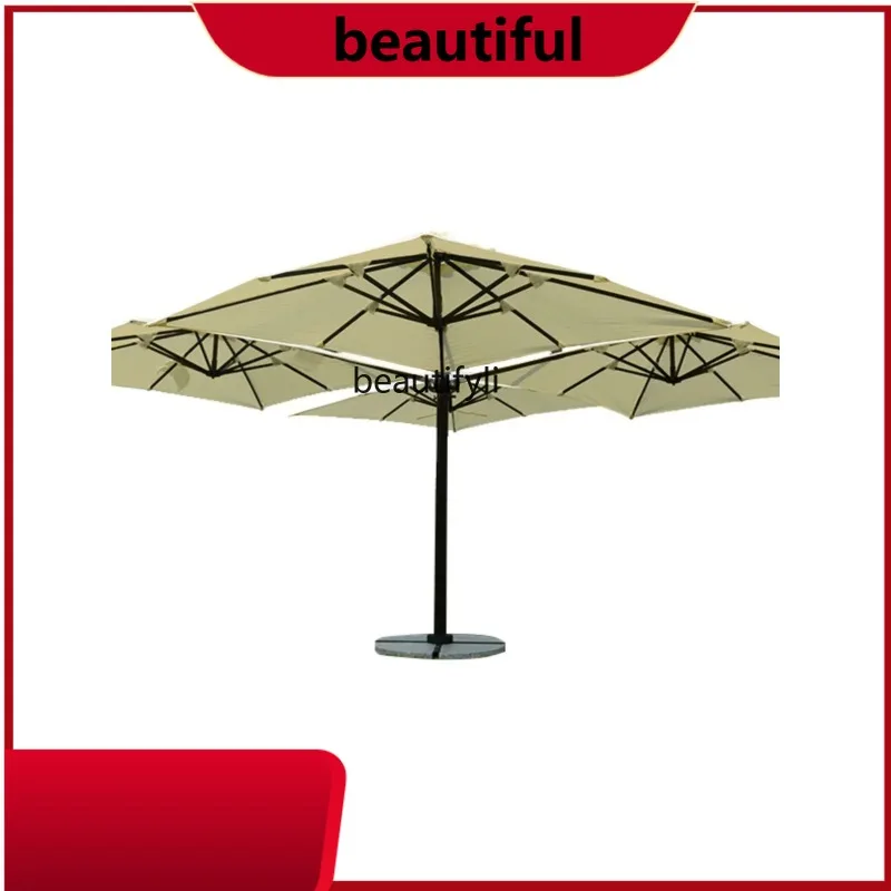 

Outdoor Sun-Proof Four-Head Umbrella Courtyard Commercial Folding Umbrella Villa Bar Coffee Shop Large