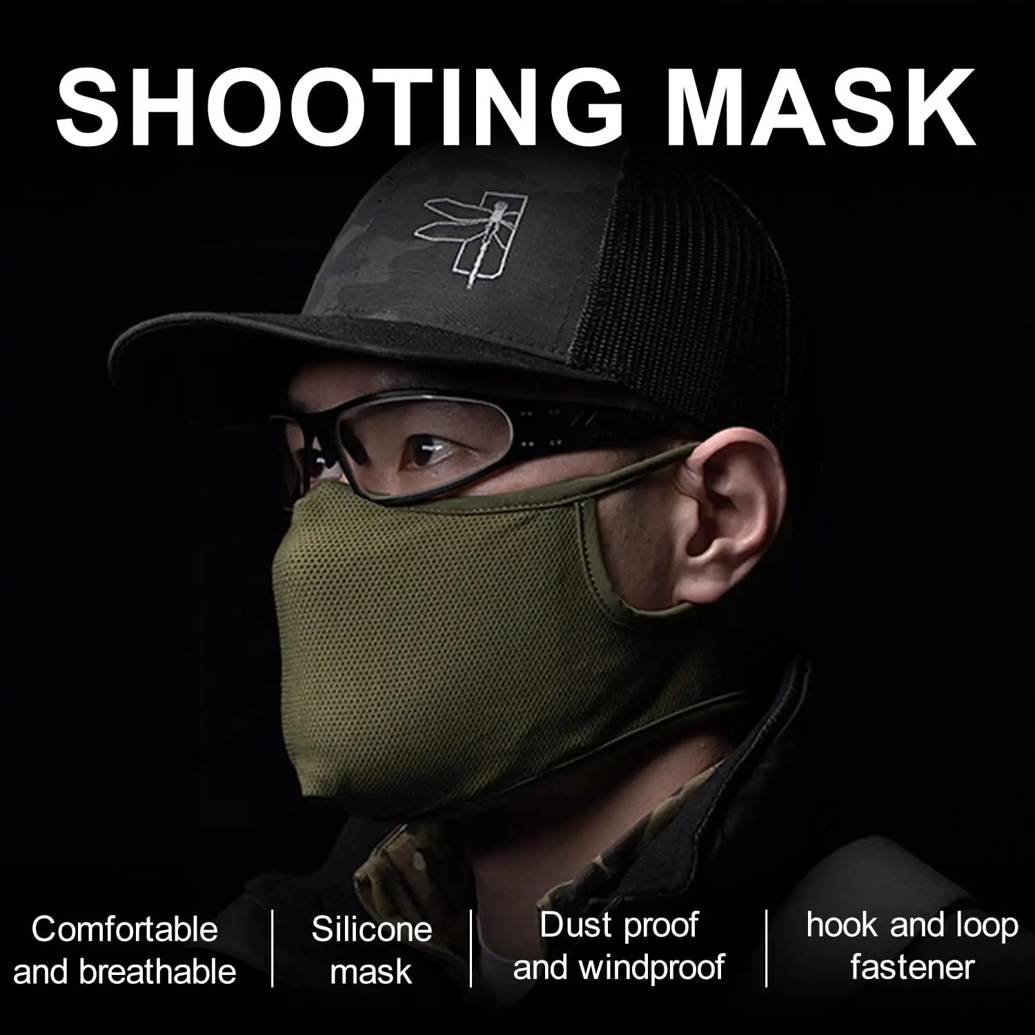 Tactical Shooting Mask Airsoft Half Face Foldable Silicone Mask Riding Breathable Face Shield for Outdoor Hunting