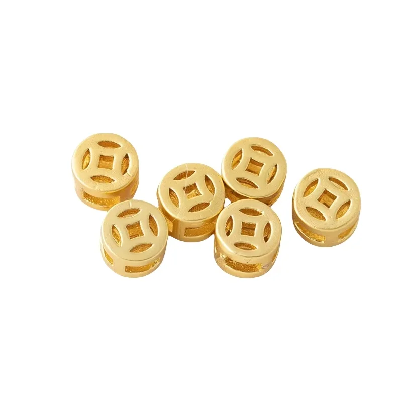 BoYuTe (20 Pieces/Lot) 4*3mm 6*3.5mm Metal Brass Coin Hollow Beads Handmade DIY Jewelry Accessories Loose Beads