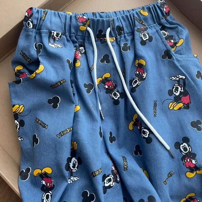 Disney Korean Cartoon Mickey Sleeping Pants Women\'s Casual Pants Summer New Loose Oversize Homewear Casual Walking Trousers