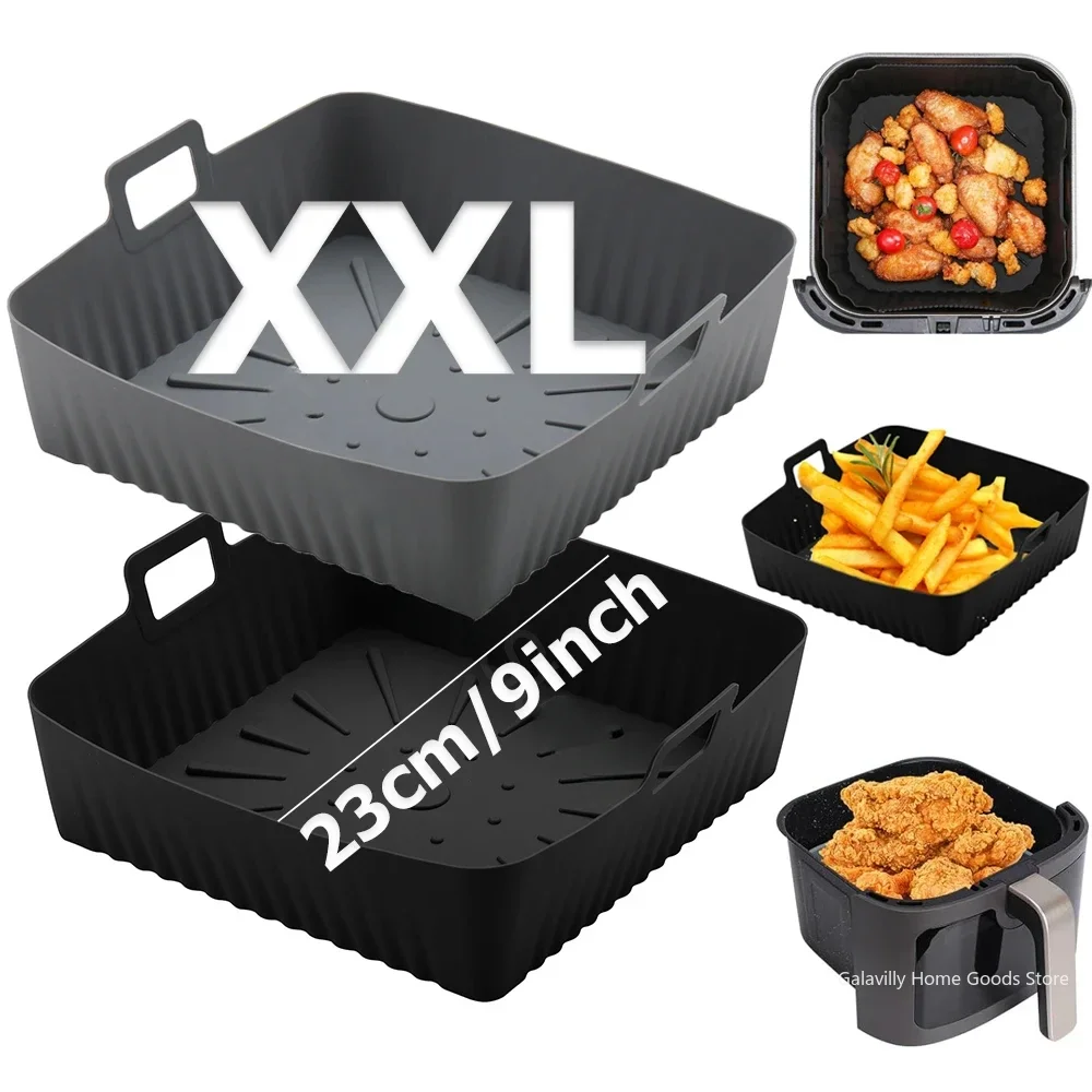 

9 Silicone Air Fryer Liners for Cosori/Ninja 6-8QT - 23cm Square Reusable Baking Tray Oil-Free & Dishwasher-Safe Baking tray