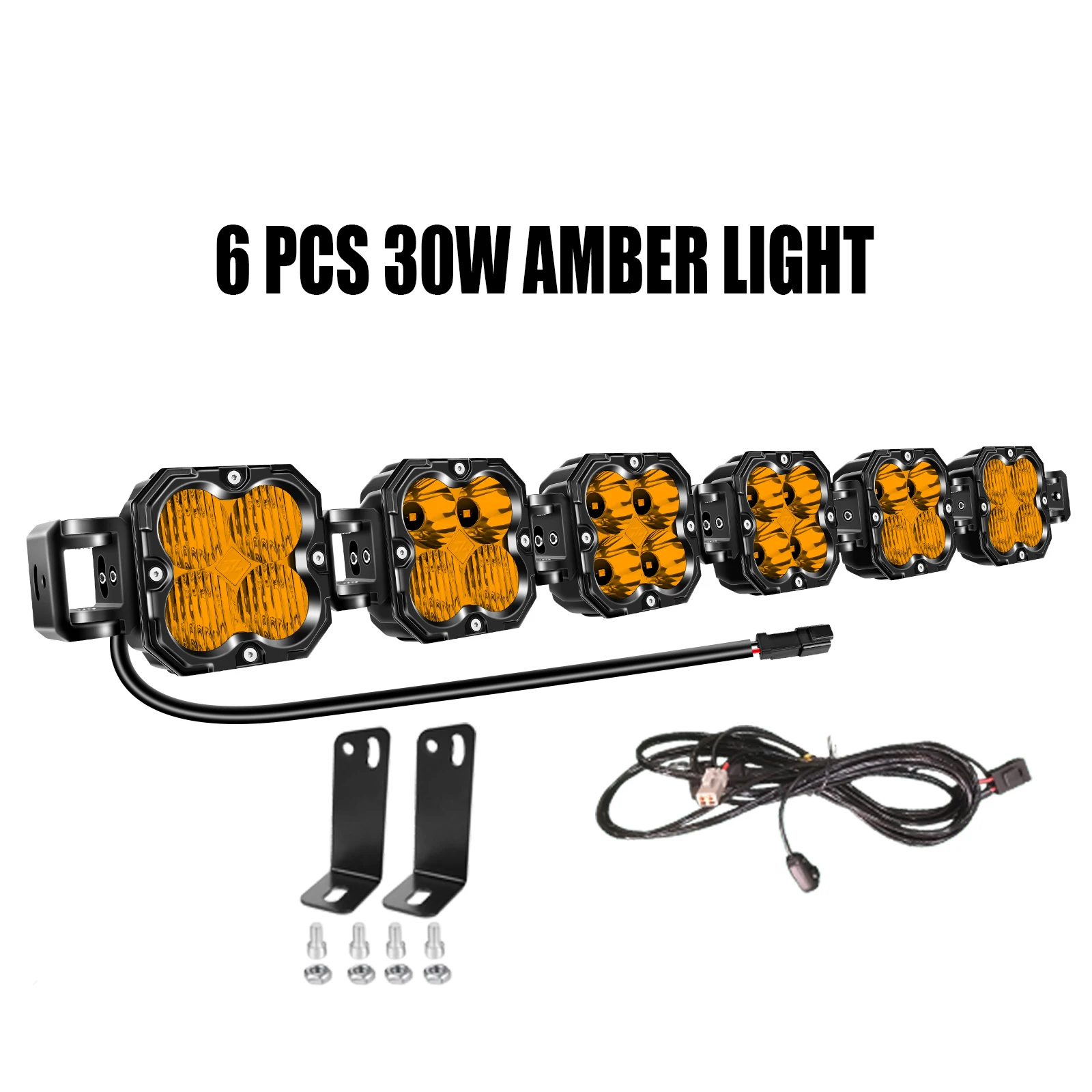Variant: 6Pcs 30W Amber Light