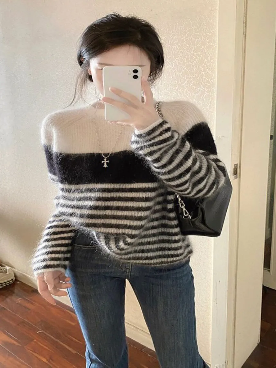 

Soft Cozy Striped Cashmere Sweater Women's Small Size Versatile Fluffy Gentle Style Multi-piece Set New 2025 Yang Jing Brand